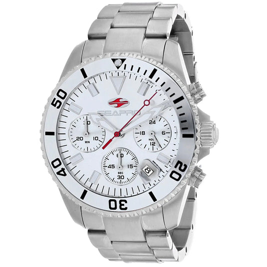 Seapro Scuba 200 Chrono Quartz Watch with stainless steel band and white dial on Tampa Home & Garden Store