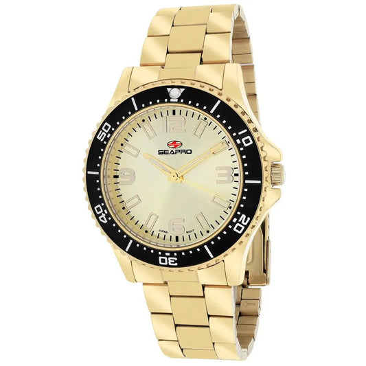 Seapro Tideway women's watch stainless steel gold-tone bracelet with black bezel on Tampa Home & Garden Store