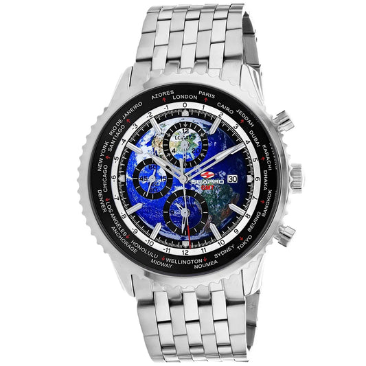 Seapro Meridian World Timer GMT watch with stainless steel bracelet and world map dial on Tampa Home & Garden Store