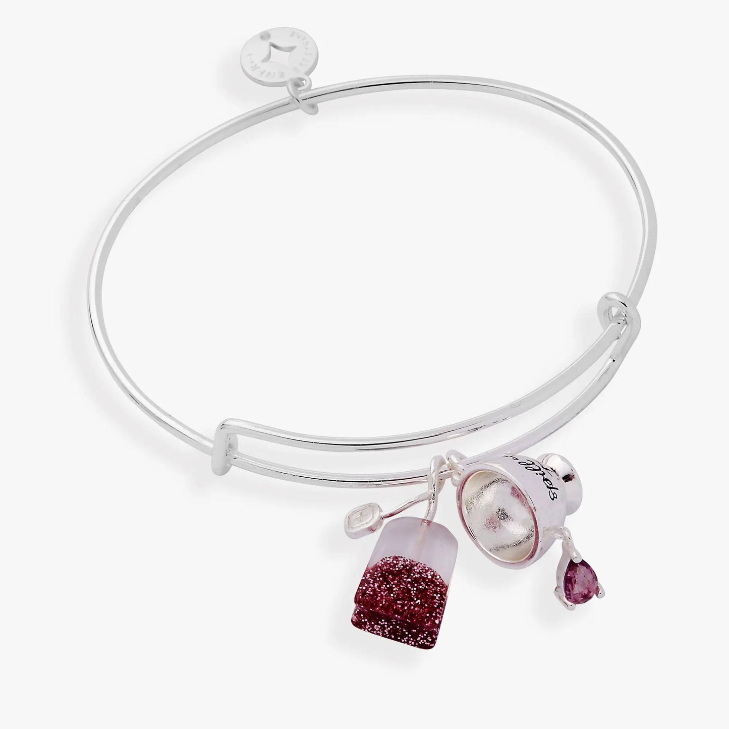 Spill the Tea Cup & Tea Bag Charm Bangle, silver-tone bracelet with charms by Alex and Ani on Tampa Home & Garden Store