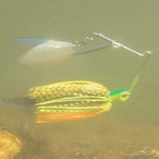 Reaction Tackle Lead Spinnerbait Jigs 3-Pack with chartreuse head and multi-color skirt on Tampa Home & Garden Store