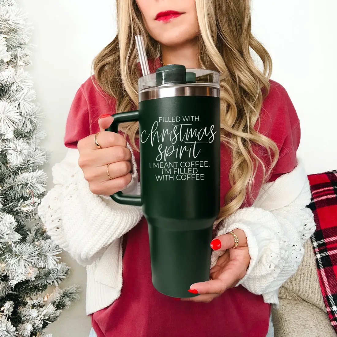 Christmas Spirit 40oz Coffee Mug with Handle