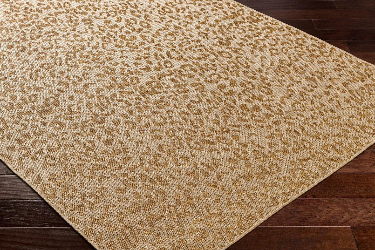 Prem Flatweave Faux Jute Outdoor Rug beige leopard print Boutique Rugs on Tampa Home & Garden Store