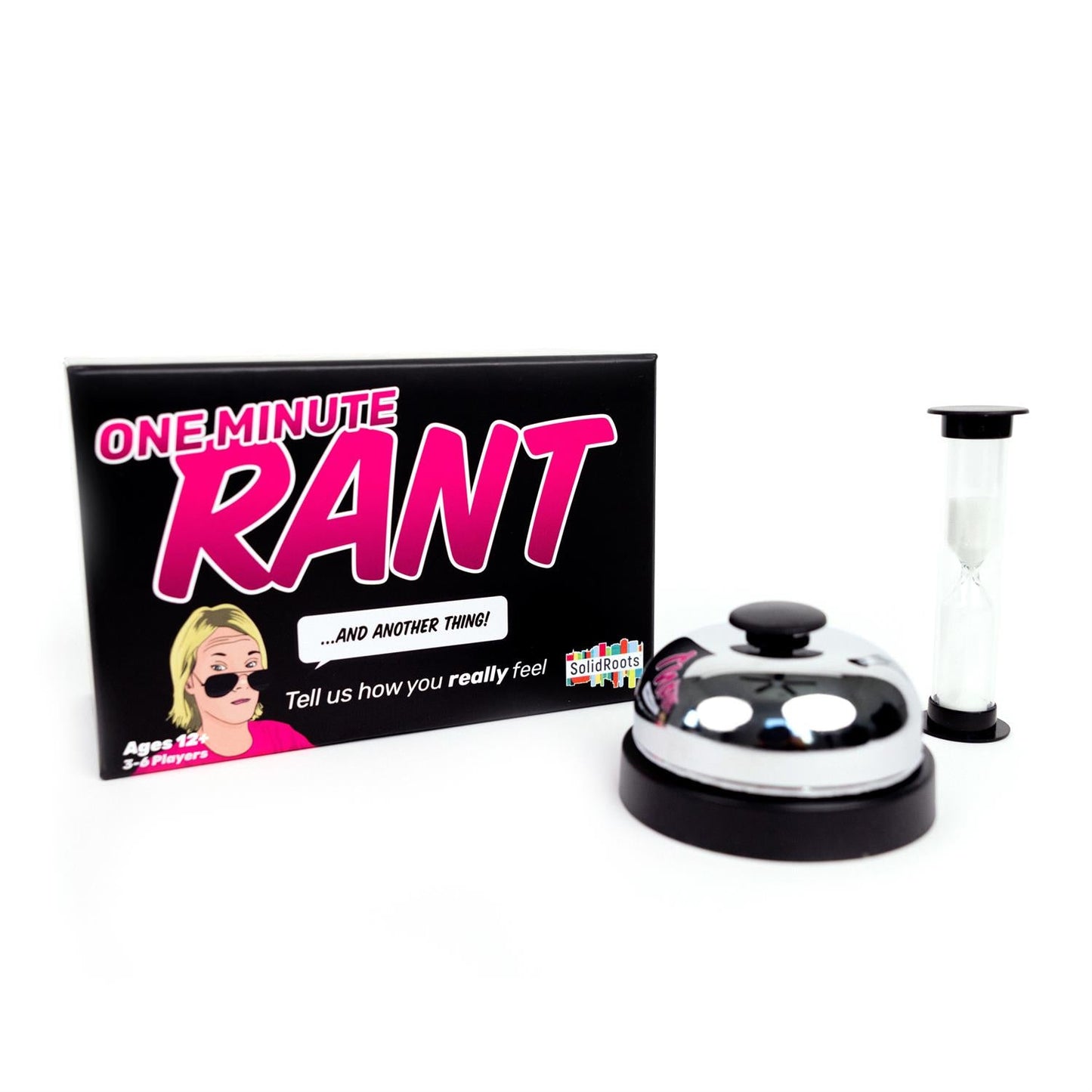 One Minute Rant Card Game black box with pink RANT lettering, timer and buzzer SolidRoots on Tampa Home & Garden Store