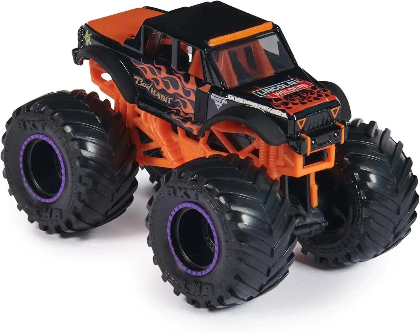 Monster Jam Bad Habit 1:64 scale die-cast monster truck with orange chassis and black flames on Tampa Home & Garden Store