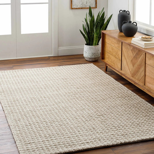Lenci Hand Woven Wool Area Rug beige contemporary on Tampa Home & Garden Store