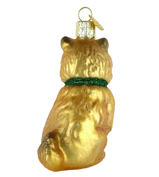 Cairn Terrier glass ornament golden finish with green collar by The Country Christmas Loft on Tampa Home & Garden Store