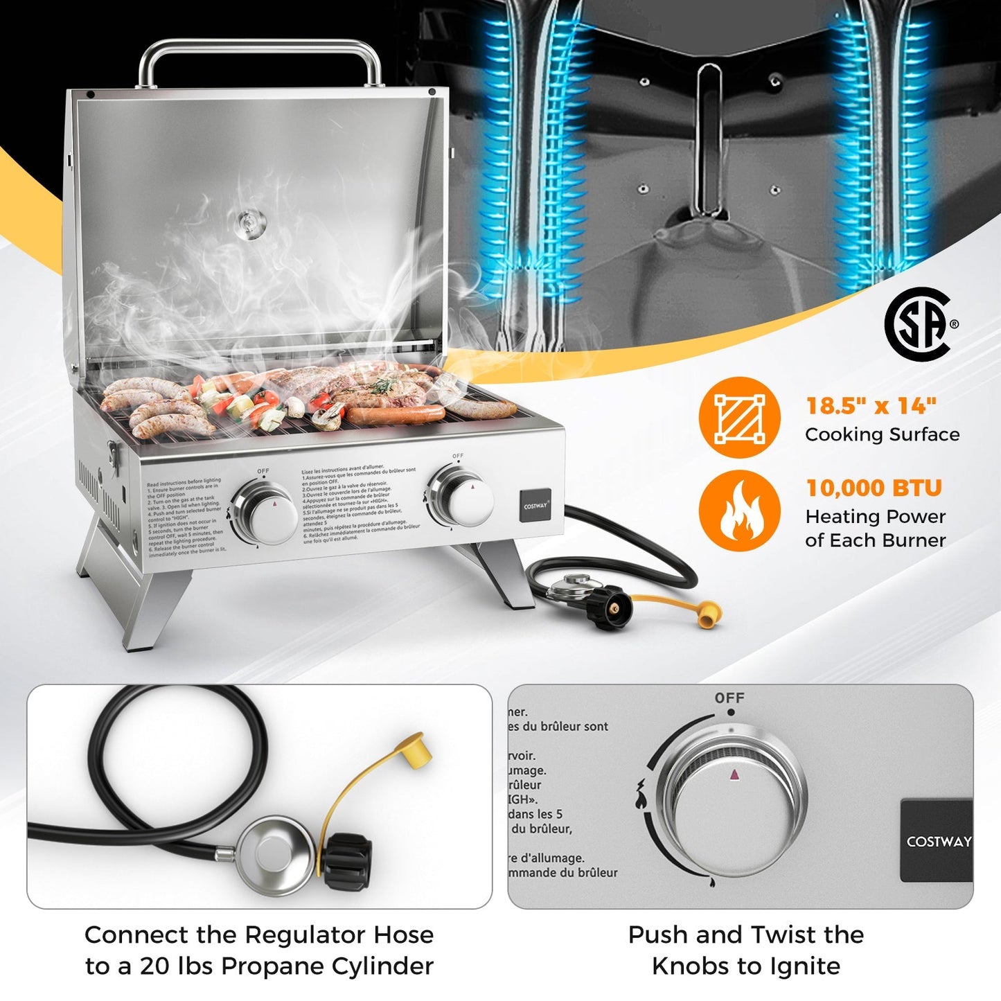 GemGear stainless steel propane grill with lid on Tampa Home & Garden Store