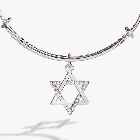Star of David Bangle bracelet by ALEX AND ANI, silver-tone with crystal triangles on Tampa Home & Garden Store