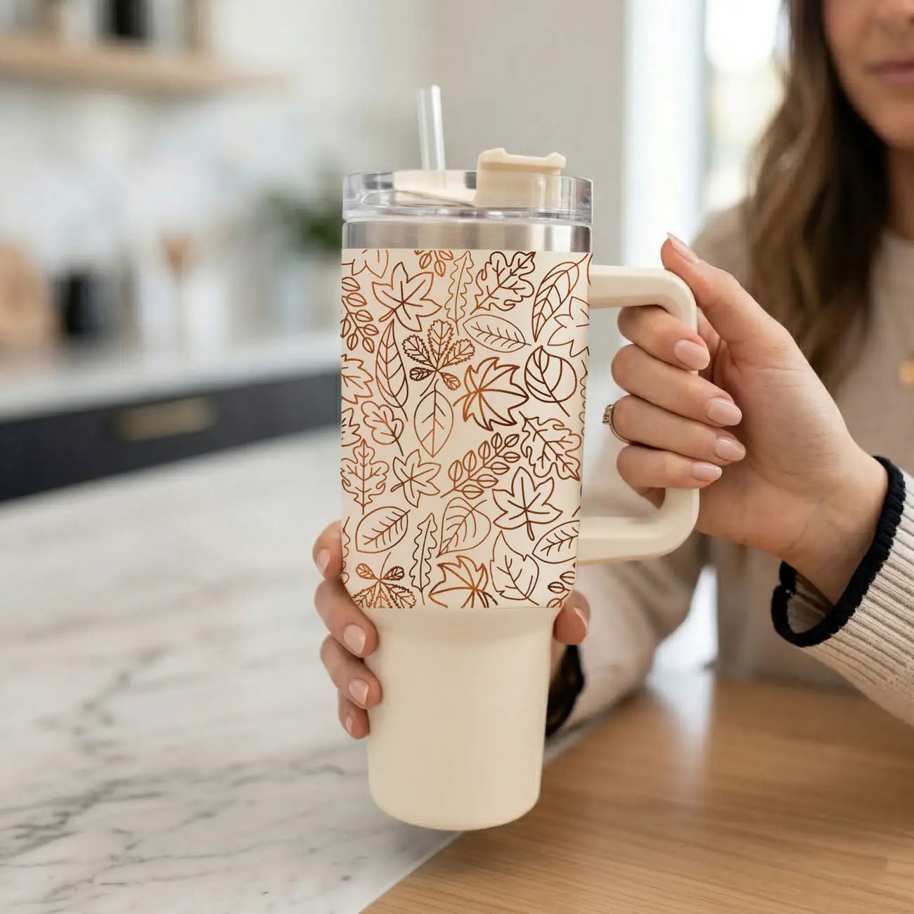 Timeless Fall 40oz Tumbler Cozy Leaf Design