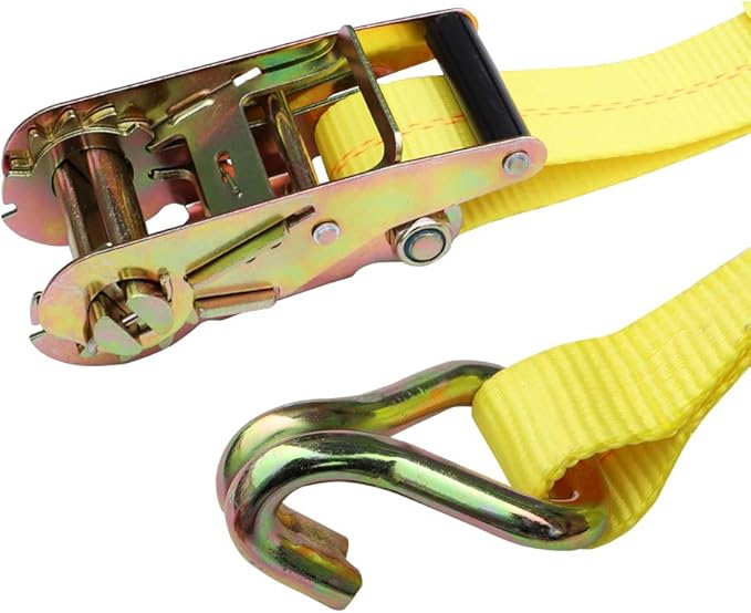 Ratchet strap 2 in with yellow webbing and zinc-plated ratchet hook, Rivendell Distribution on Tampa Home & Garden Store