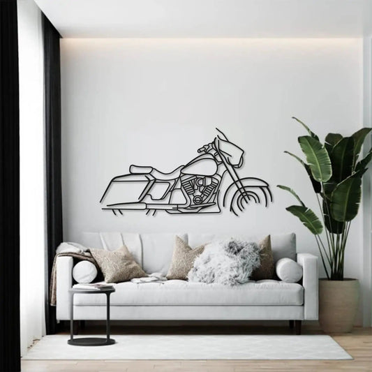 Harley Street Glide Metal Motorcycle Wall Art in black wireframe steel, Modello Turbo artwork on Tampa Home & Garden Store