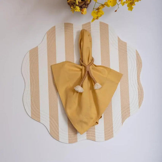 Napkin solid cotton mustard yellow with tassel knot by Talah Home on Tampa Home & Garden Store