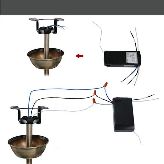 Wind Tour invisible ceiling fan with light, bronze bowl shade, remote receiver included on Tampa Home & Garden Store