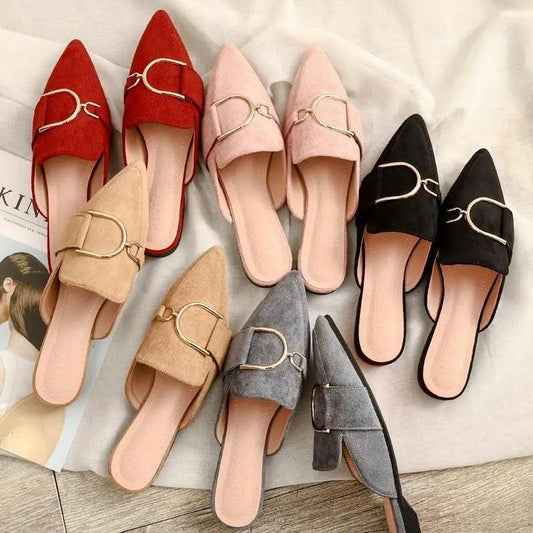 ST11202FRM women's suede sandals with gold horsebit in red beige pink gray black set of 8 on Tampa Home & Garden Store