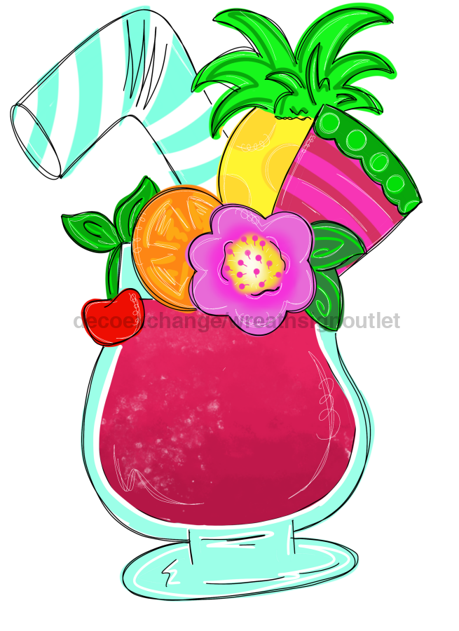 Summer Door Hanger, Pool Drink Door Hanger, wood sign, DECOE-W-534, 22" Door Hanger