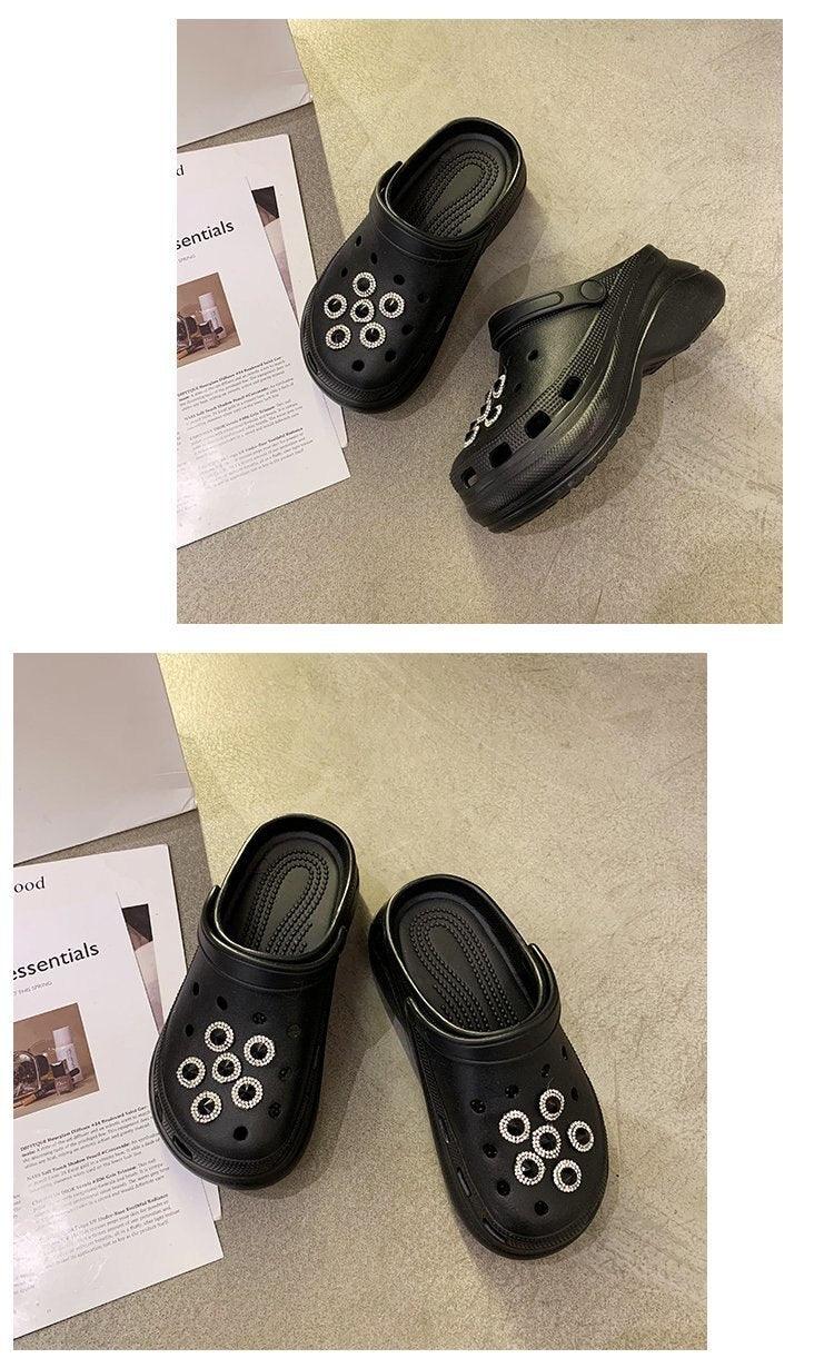 Stevvex women's foam platform clogs black with rhinestone accents 2 items on Tampa Home & Garden Store