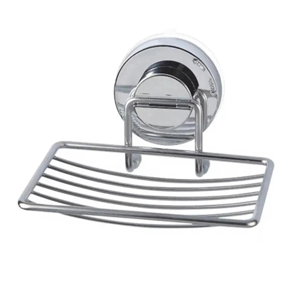 Stainless steel wall-mounted soap dish with vacuum suction cup and drain rack by Stevvex on Tampa Home & Garden Store