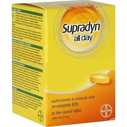 Supradyn all day multivitamin box yellow Bayer logo 30 tablets Tampa on Tampa Home & Garden Store