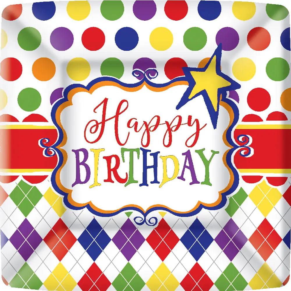 Birthday Party Fun Salad and Dessert Plates 7in multicolor Country Christmas Loft on Tampa Home & Garden Store