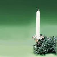 White dripless taper candle for Glockenspiel chimes with evergreen garland on Tampa Home & Garden Store