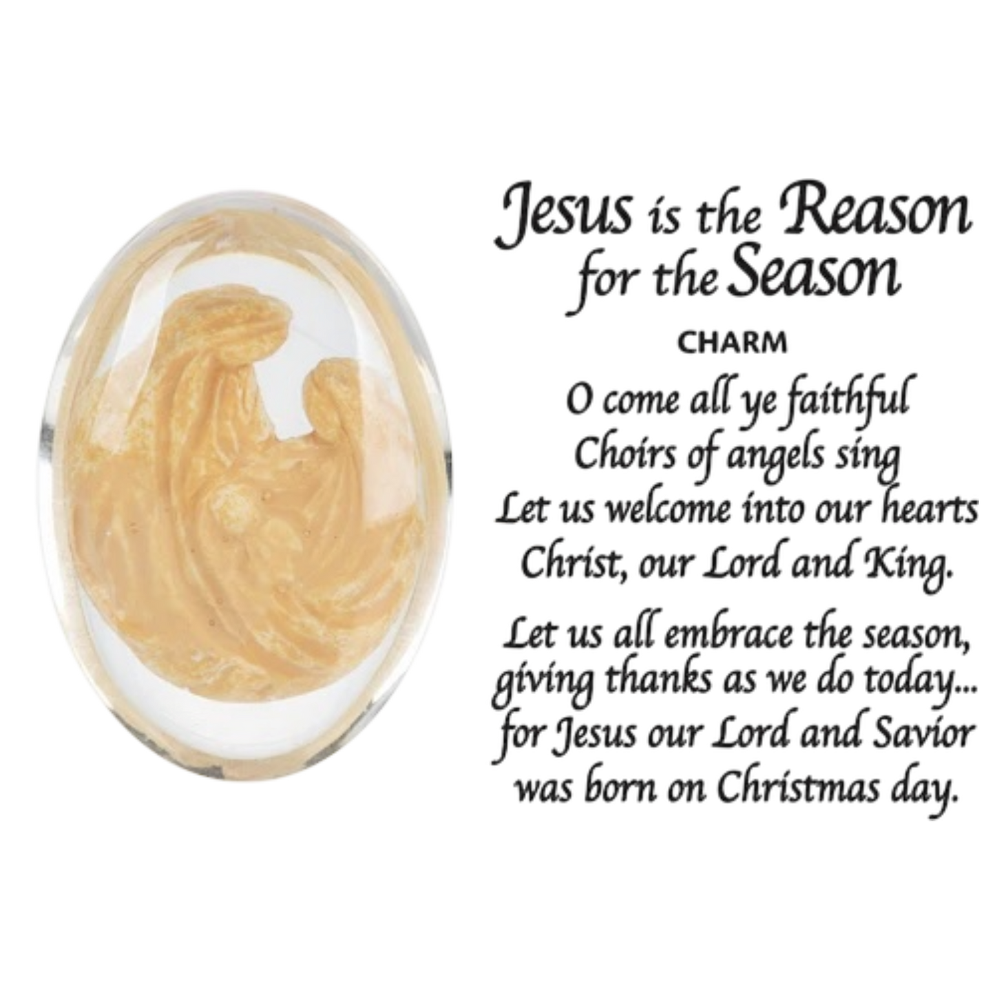 Pocket Charm acrylic oval nativity Jesus is the Reason for Christmas by The Country Christmas Loft on Tampa Home & Garden Store