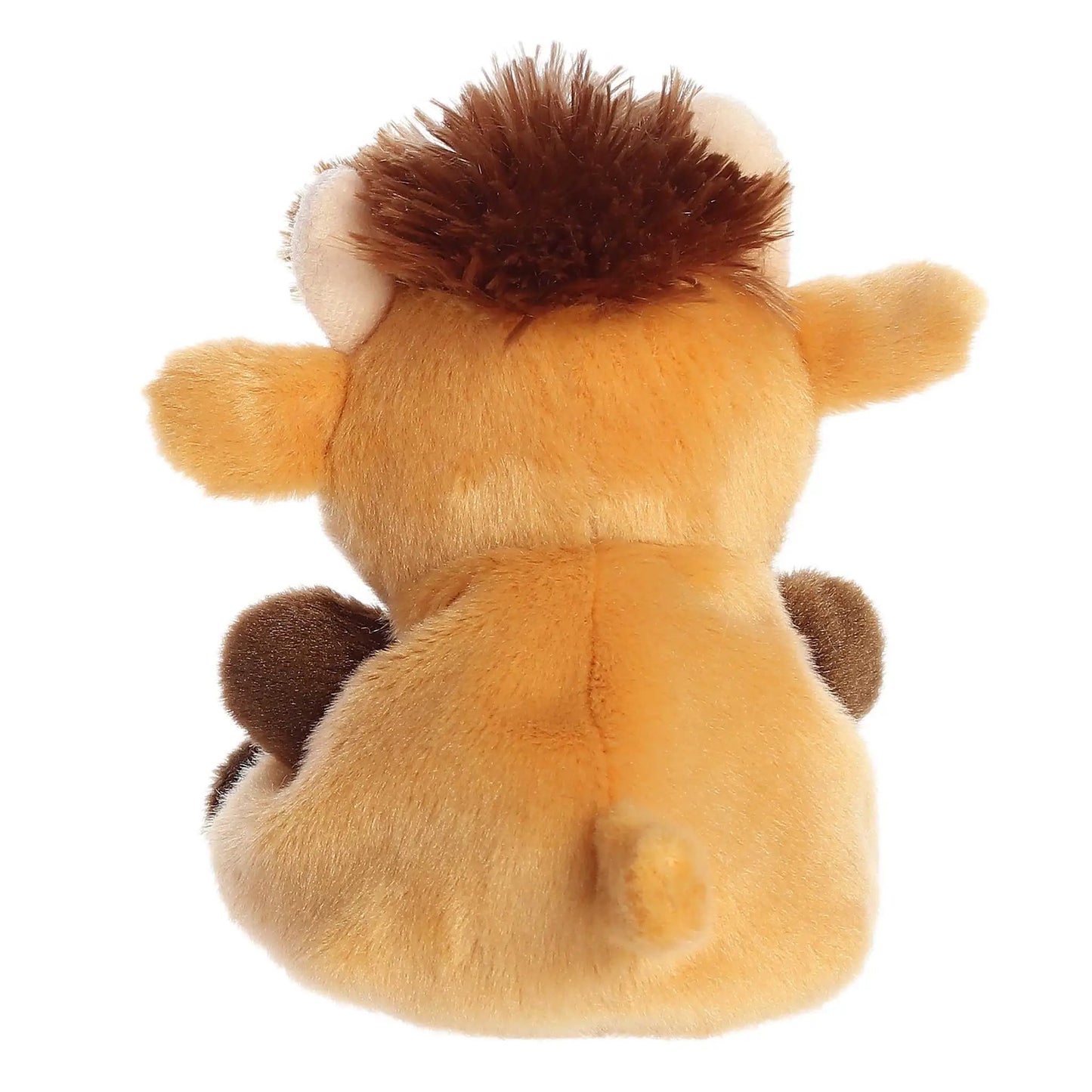 Hubert Highland Cow Palm Pal plush toy back view, tan fur with dark brown tuft on Tampa Home & Garden Store