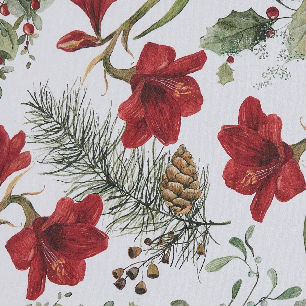 Celebrate Season Cotton Placemat Botanical Design flowers with pinecones Country Christmas Loft on Tampa Home & Garden Store