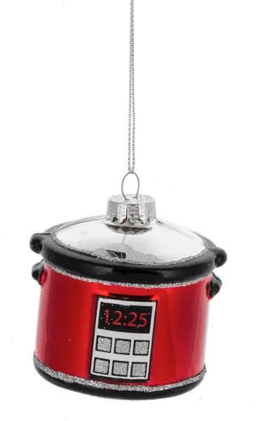Slow cooker ornament in red with digital display and glass lid on Tampa Home & Garden Store
