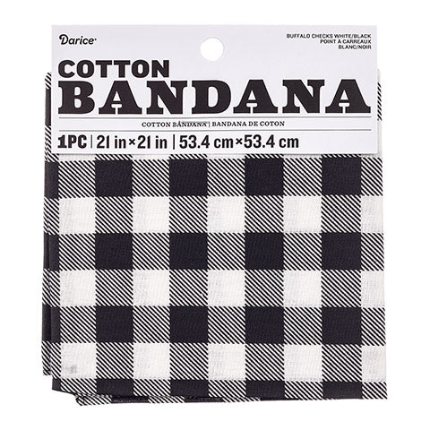Bandana - Estampado de cuadros de búfalo en blanco y negro