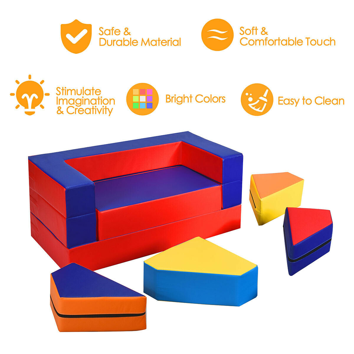 4-in-1 crawl climb foam playset with red-blue frame and colorful blocks 8-piece DirectDeals on Tampa Home & Garden Store