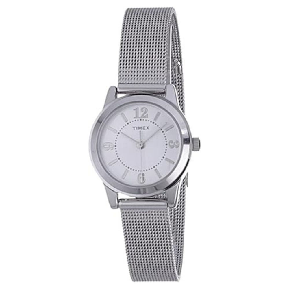 Timex Women's Casey watch with a silver-tone stainless steel mesh band and white dial on Tampa Home & Garden Store
