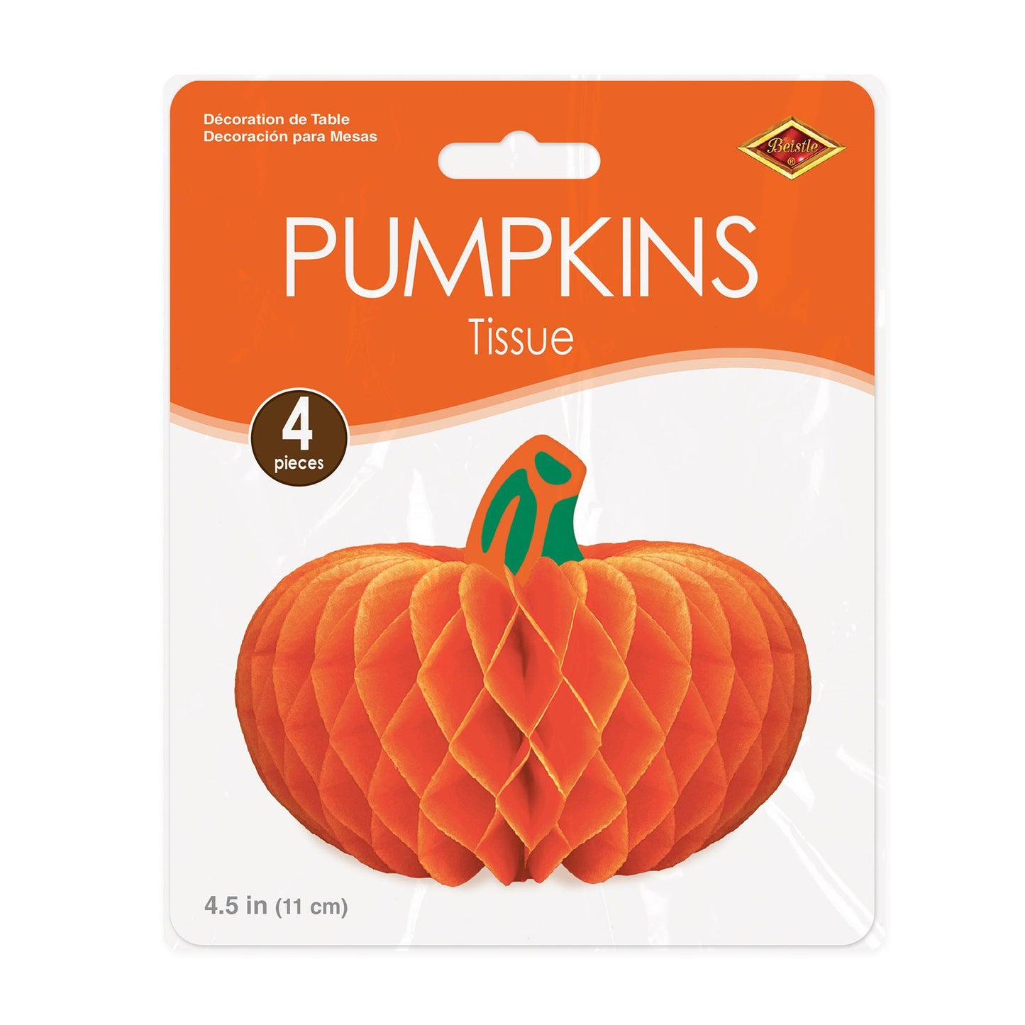 Calabazas de papel de seda - 4 pulgadas - Paquete de 4