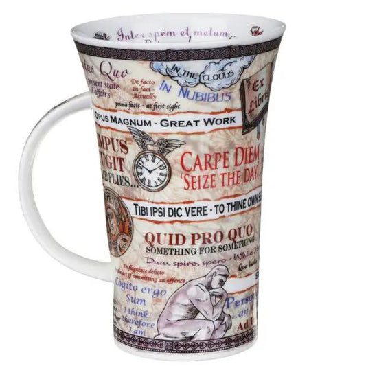 Latin Phrases Fine Bone China Mug Glencoe Style colorful Latin quotes collage on Tampa Home & Garden Store