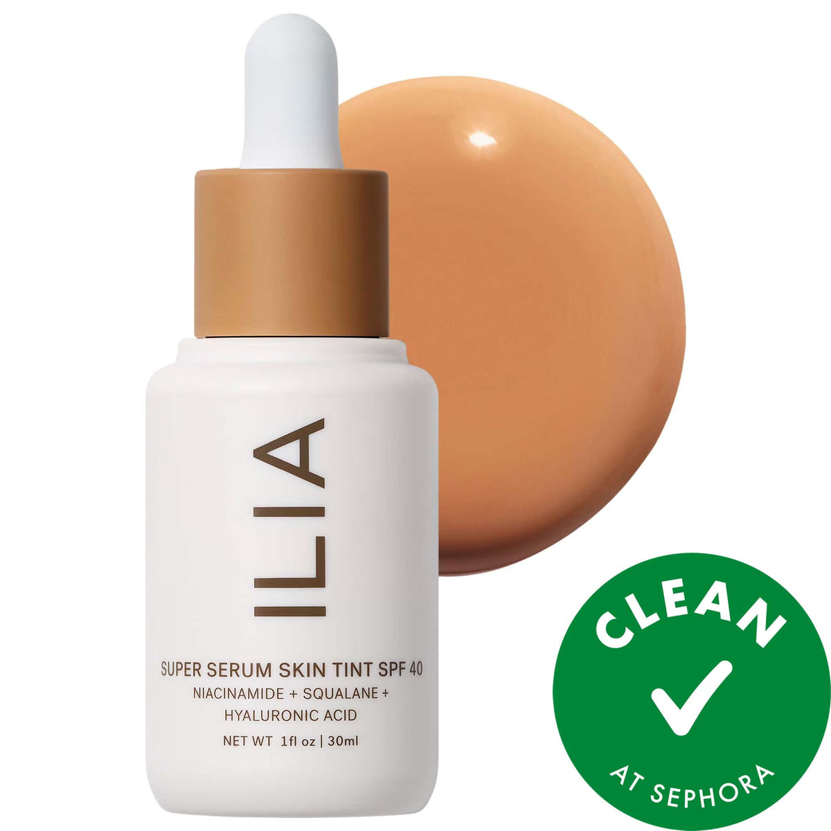 ILIA foundation Super Serum Skin Tint SPF 40 bottle with dropper niacinamide + squalane vegan on Tampa Home & Garden Store