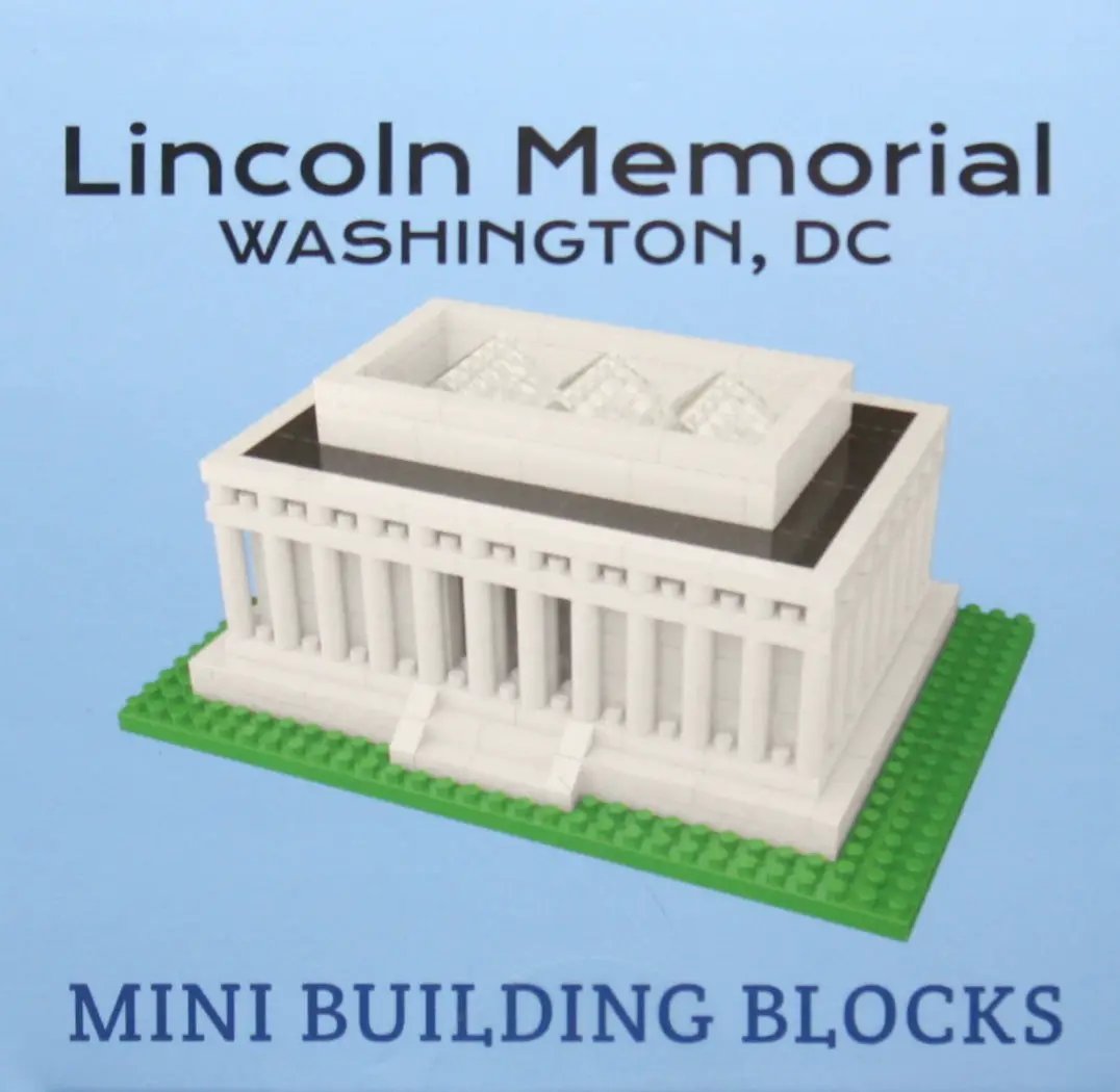 Mini Building Blocks Lincoln Memorial Kit white block model on green base plate on Tampa Home & Garden Store