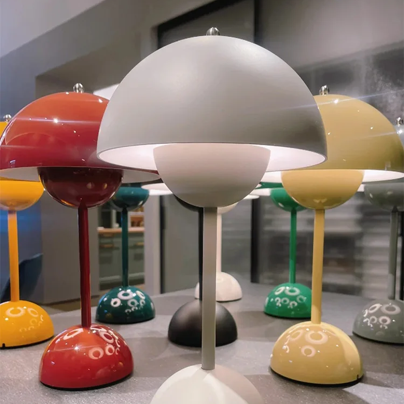 Portable LED Mushroom Table Lamp Touch Dimmable Rechargeable Flowerpot Light