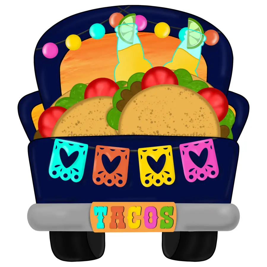 Door Hanger Taco Truck Sign 22-inch blue truck with colorful tacos bunting TACOS DecoExchange on Tampa Home & Garden Store