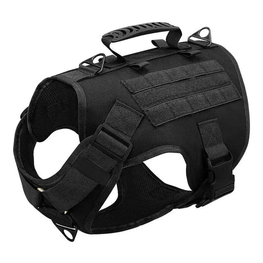 Tactics K9 Nylon Chest Harness for Dogs, black nylon with adjustable straps and top handle on Tampa Home & Garden Store
