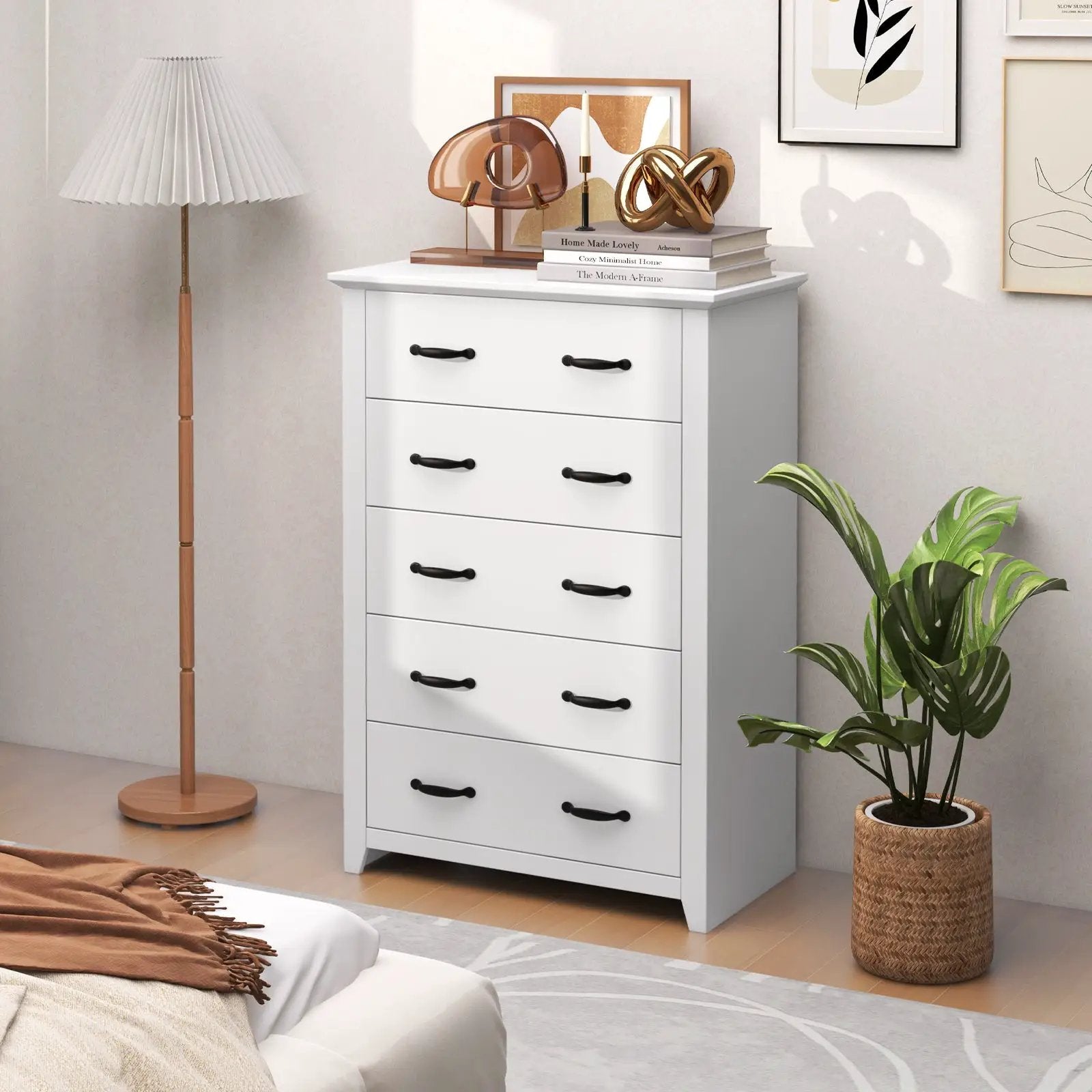 Tall Storage Dresser with 5 Pull-out Drawers for Bedroom Living Room-W