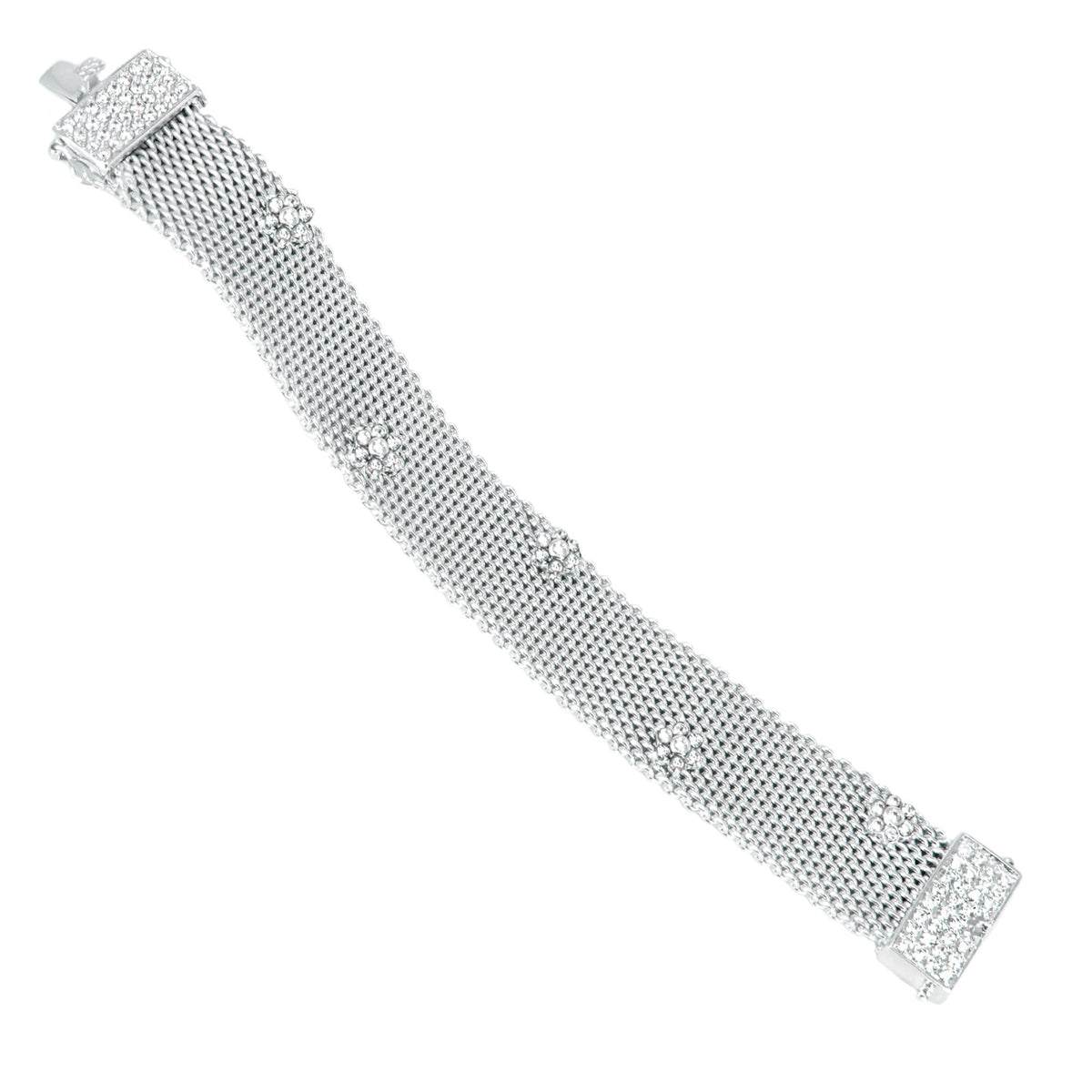 Flower Mesh Bracelet silver-tone mesh with crystal Lauren G Adams on Tampa Home & Garden Store