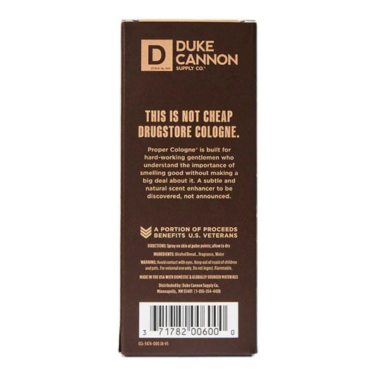 Duke Cannon Palomino Proper Cologne brown packaging with logo on Tampa Home & Garden Store