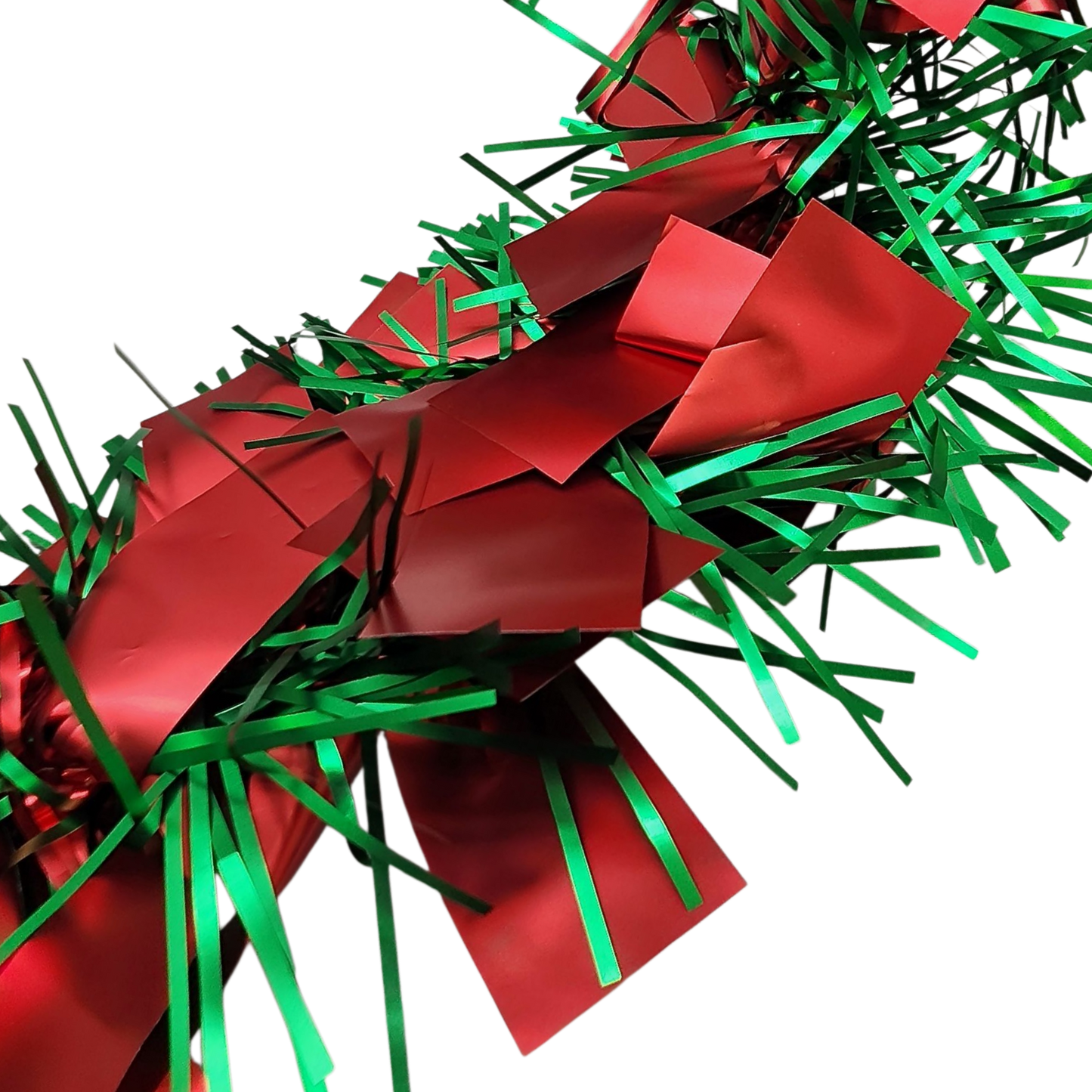 12 ft luxury matte red and green Christmas tinsel garland on Tampa Home & Garden Store