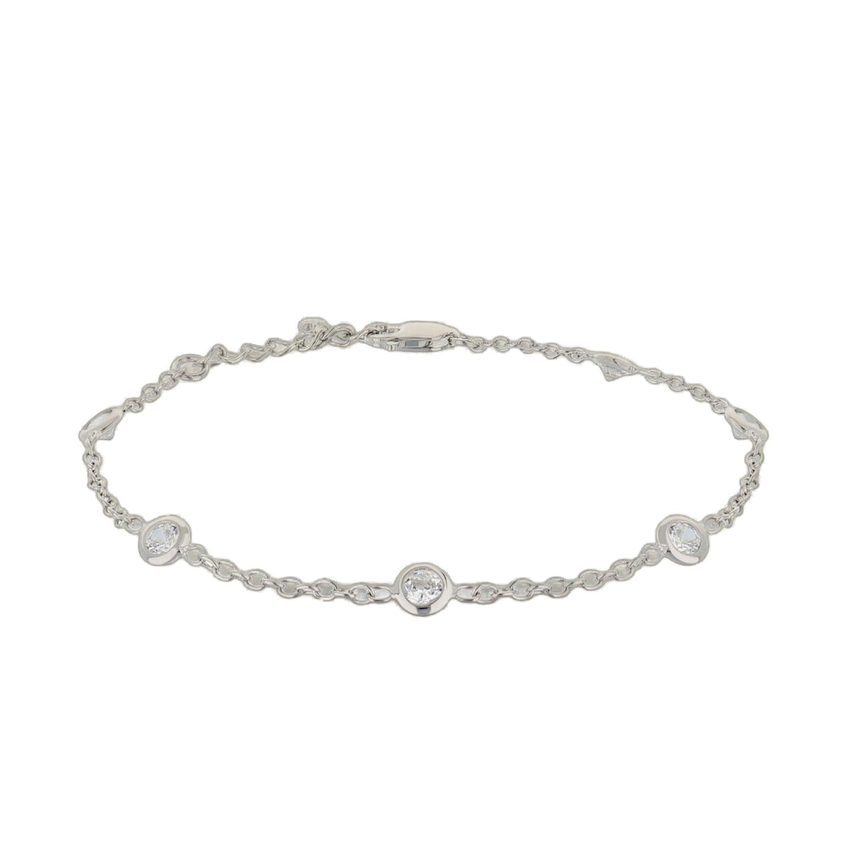 LGA 925 Anklet by Lauren G Adams; silver-tone chain with bezel-set crystal accents on Tampa Home & Garden Store