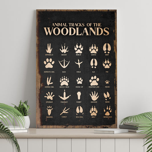 Animal Tracks Of The Woodlands Sign II canvas Tailored Canvases with beige tracks on Tampa Home & Garden Store
