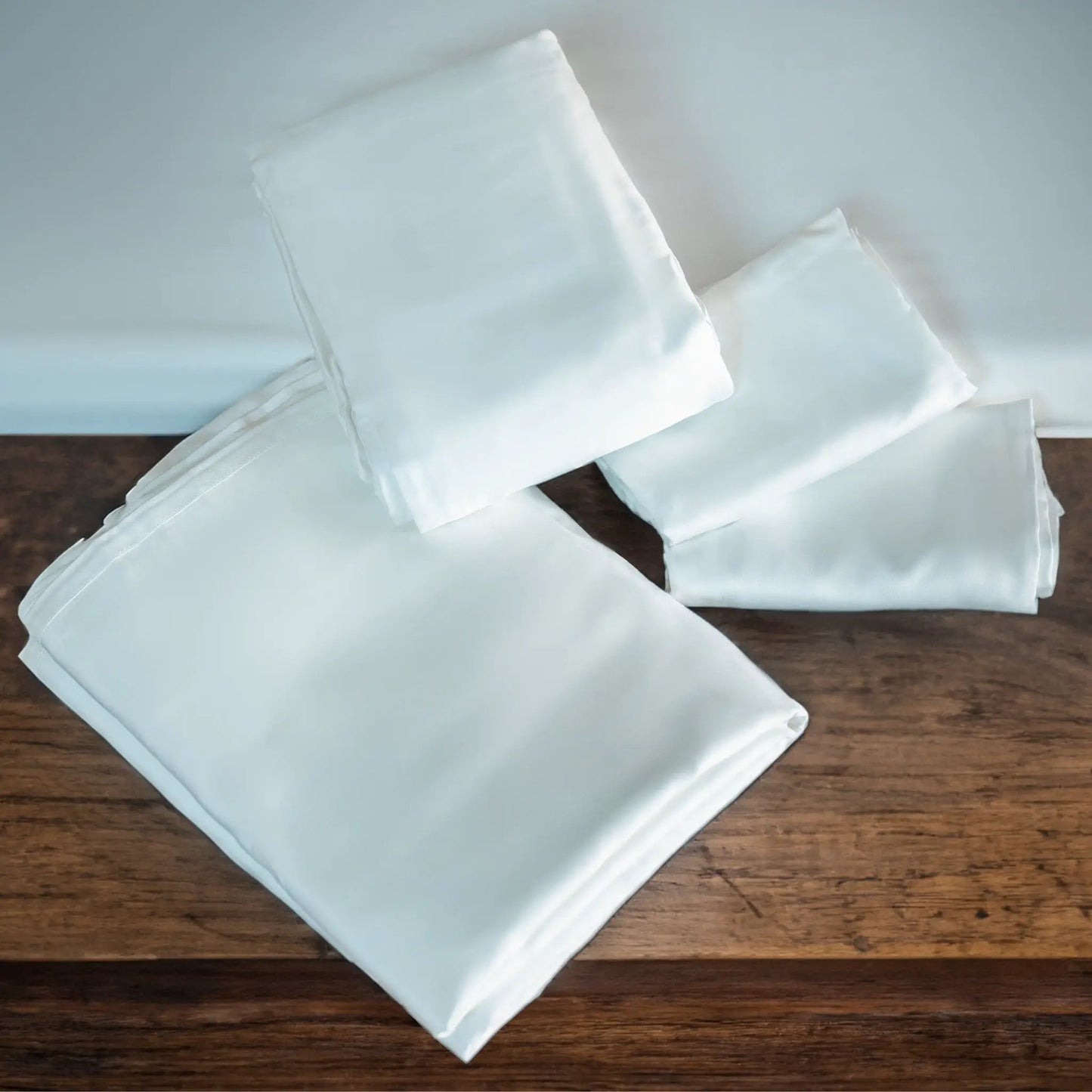 Eucalyptus silk bed sheet set by ecobrands, white, cooling comfort on Tampa Home & Garden Store