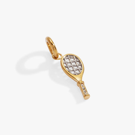 Tennis Racket Interchangeable Charm gold-tone frame with silver lattice Alex and Ani on Tampa Home & Garden Store