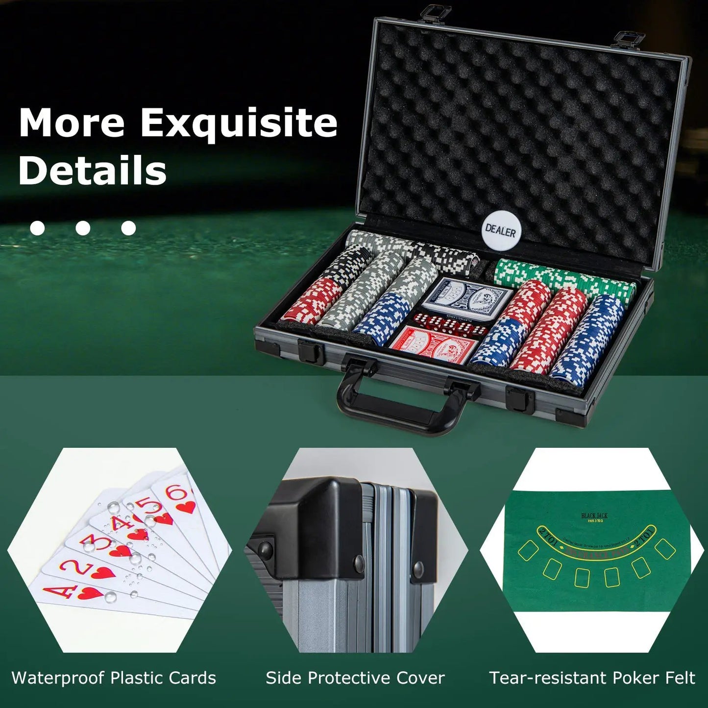 Texas Holdem Poker Chip Set Casino Poker Chips with 400 Pieces Chips-Black - Tampa Home & Garden Store