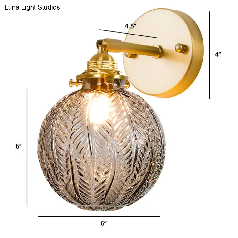 Textured Glass Ball Wall Light with Elegant Gold Wall Mount and Adjustable Joint