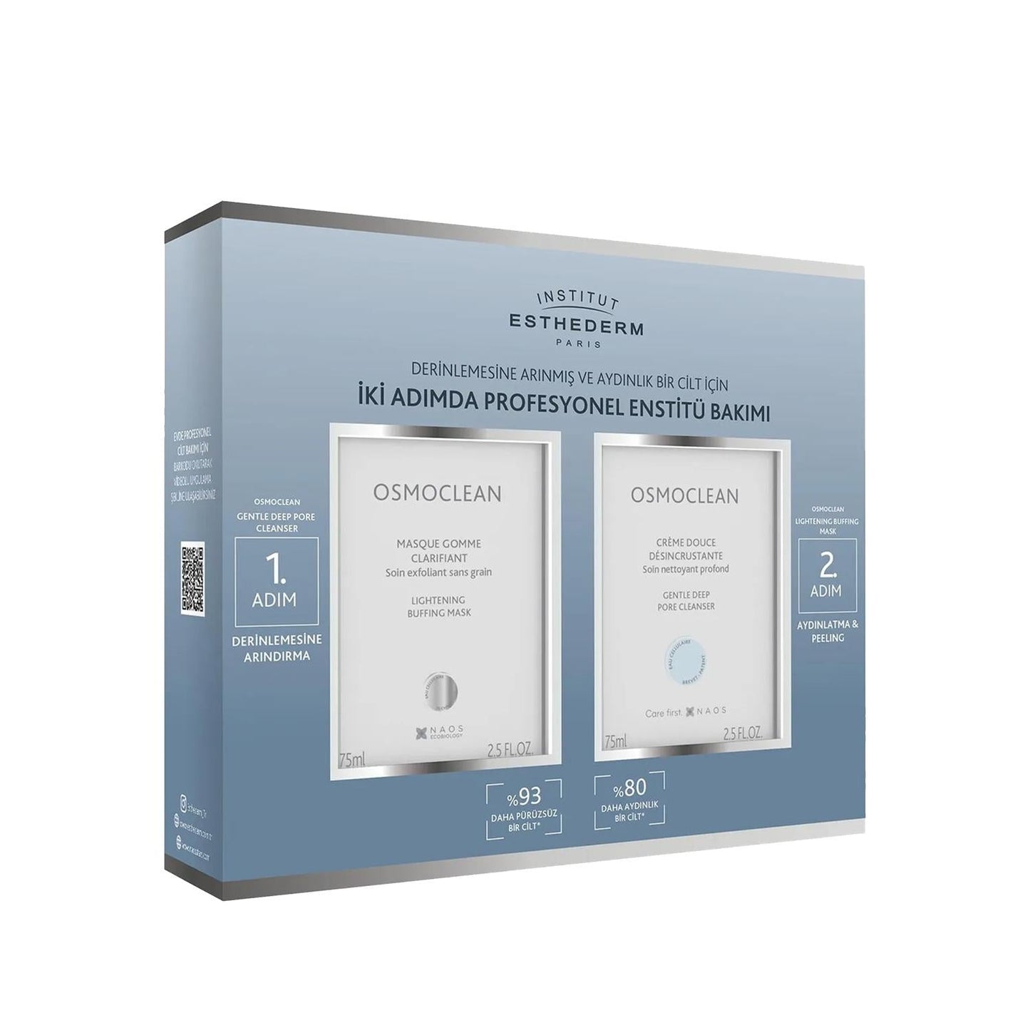 Esthederm Osmoclean dual skincare set box with two silver displays on a blue carton on Tampa Home & Garden Store